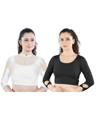 Multicolor Plain Lycra Cotton Stitched Blouse 1