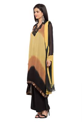 Black Embroidered Georgette Salwar With Dupatta 2