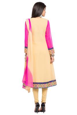 Beige Plain Georgette Salwar With Dupatta 4