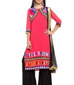 Pink Printed Georgette Salwar With Dupatta