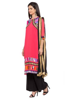 Pink Printed Georgette Salwar With Dupatta 2