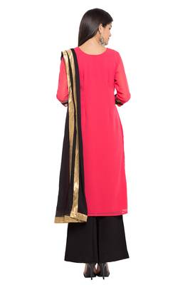 Pink Printed Georgette Salwar With Dupatta 4