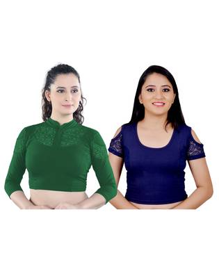 Multicolor Plain Lycra Cotton Stitched Blouse 1