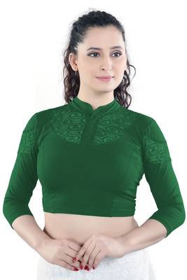 Multicolor Plain Lycra Cotton Stitched Blouse 2