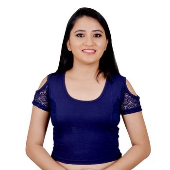 Multicolor Plain Lycra Cotton Stitched Blouse 4
