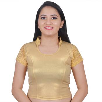 Multicolor Plain Lycra Cotton Stitched Blouse 4