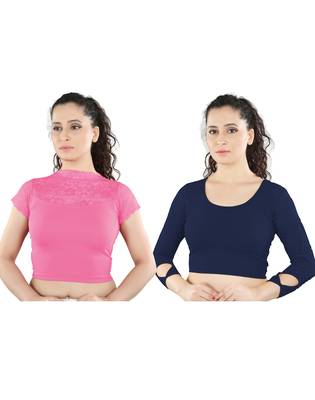 Multicolor Plain Lycra Cotton Stitched Blouse 1