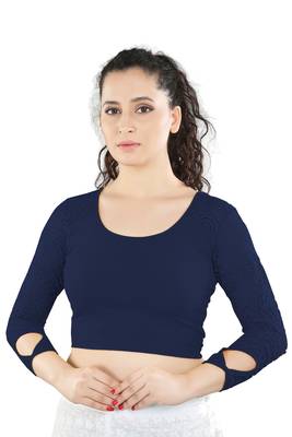 Multicolor Plain Lycra Cotton Stitched Blouse 4