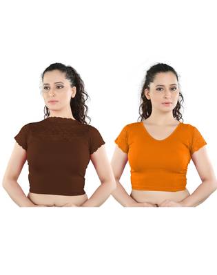 Multicolor Plain Lycra Cotton Stitched Blouse 1