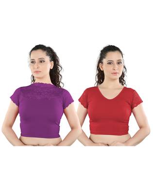 Multicolor Plain Lycra Cotton Stitched Blouse 1