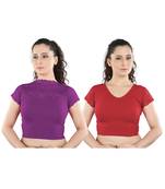 Multicolor Plain Lycra Cotton Stitched Blouse