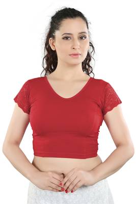 Multicolor Plain Lycra Cotton Stitched Blouse 4