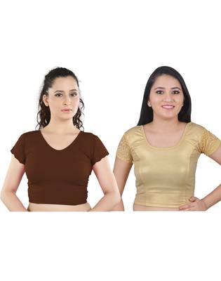 Multicolor Plain Lycra Cotton Stitched Blouse 1
