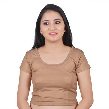 Multicolor Plain Lycra Cotton Stitched Blouse 4
