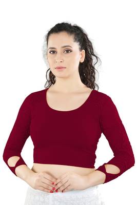 Multicolor Plain Lycra Cotton Stitched Blouse 2