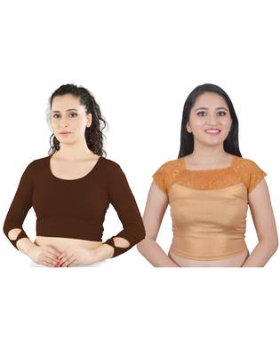Multicolor Plain Lycra Cotton Stitched Blouse 1