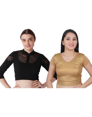 Multicolor Plain Lycra Cotton Stitched Blouse 1