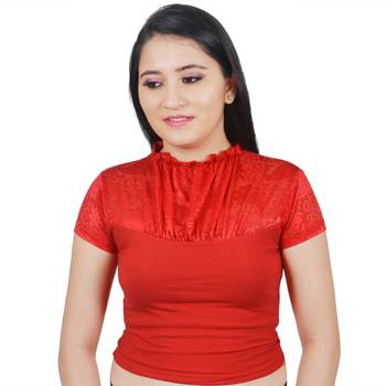 Multicolor Plain Lycra Cotton Stitched Blouse 4