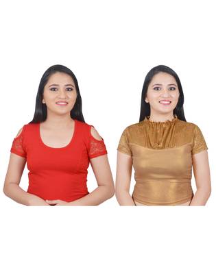 Multicolor Plain Lycra Cotton Stitched Blouse 1