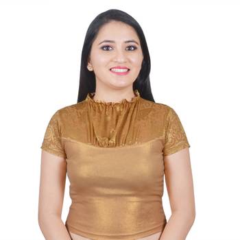 Multicolor Plain Lycra Cotton Stitched Blouse 4