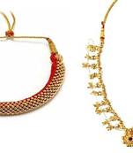 kolhapuri valsari thushi and 10 panadi saaj necklace