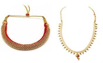 kolhapuri valsari thushi and golden moti thushi necklace 1