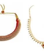 kolhapuri valsari thushi and golden moti thushi necklace