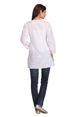 Ada White Embroidered Chikankari Cotton Short Kurti 2