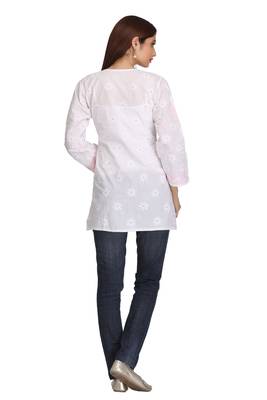 Ada White Embroidered Chikankari Cotton Short Kurti 2
