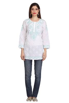 Ada Fawn Embroidered Chikankari Georgette Short Kurti 1