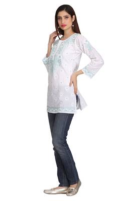 Ada Fawn Embroidered Chikankari Georgette Short Kurti 3