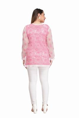 Ada Green Embroidered Chikankari Georgette Short Kurti 3
