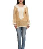 Ada Maroon Embroidered Georgette Chikankari Short Kurti 