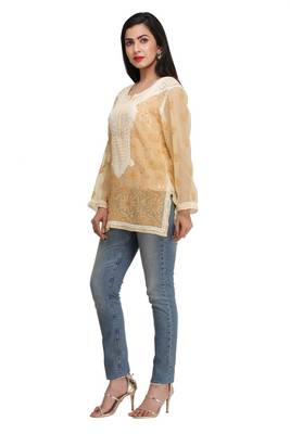 Ada Maroon Embroidered Georgette Chikankari Short Kurti  3