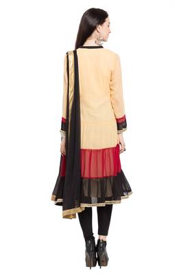 Beige Plain Georgette Salwar With Dupatta 4