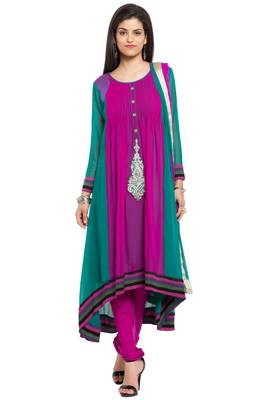 Green Embroidered Georgette Anarkali Suit 1