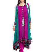 Green Embroidered Georgette Anarkali Suit