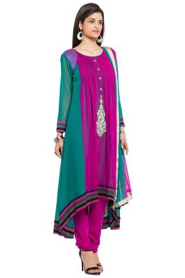 Green Embroidered Georgette Anarkali Suit 3