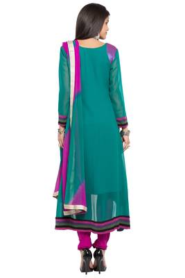Green Embroidered Georgette Anarkali Suit 4