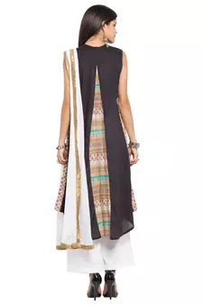 Black Embroidered Cotton Salwar With Dupatta