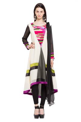 Multicolor Printed Georgette Salwar With Dupatta 1