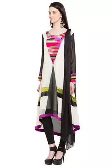 Multicolor Printed Georgette Salwar With Dupatta