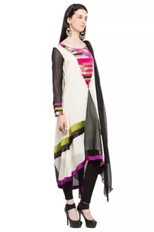 Multicolor Printed Georgette Salwar With Dupatta