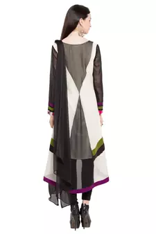 Multicolor Printed Georgette Salwar With Dupatta