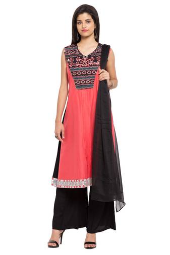 Light Pink Printed Cotton Salwar With Dupatta