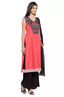 Light Pink Printed Cotton Salwar With Dupatta