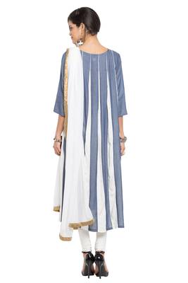 Light Blue Plain Cotton Salwar With Dupatta 4