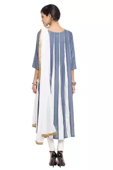 Light Blue Plain Cotton Salwar With Dupatta