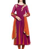 Maroon Embroidered Georgette Salwar With Dupatta