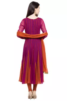 Maroon Embroidered Georgette Salwar With Dupatta